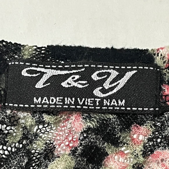 T & Y Burnout Floral Velvet Sheer Mesh Top XS Whimsigoth Y2K Fairy Grunge Layer - Picture 3 of 8